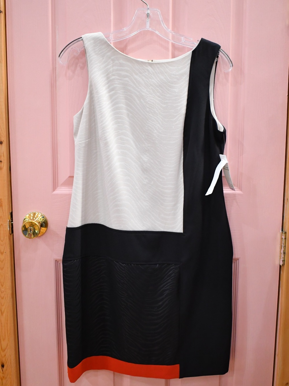Colorblock Dress in White, Black & Red
